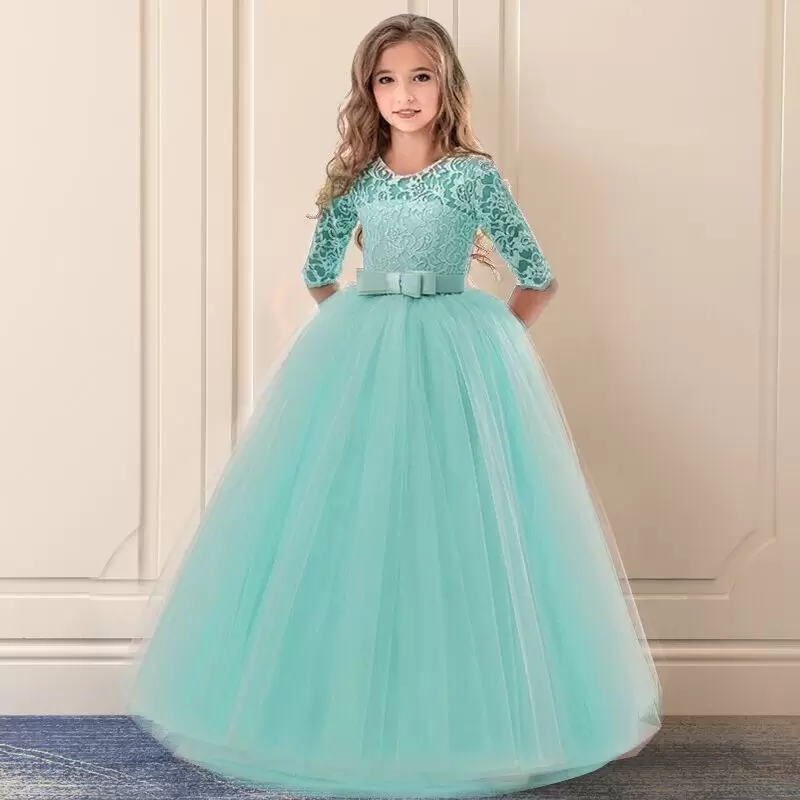 White Scoop Neck Long Sleeves Ball Gown Flower Girls Dress | Long sleeve  ball gowns, Girls dresses, Girls pageant dresses